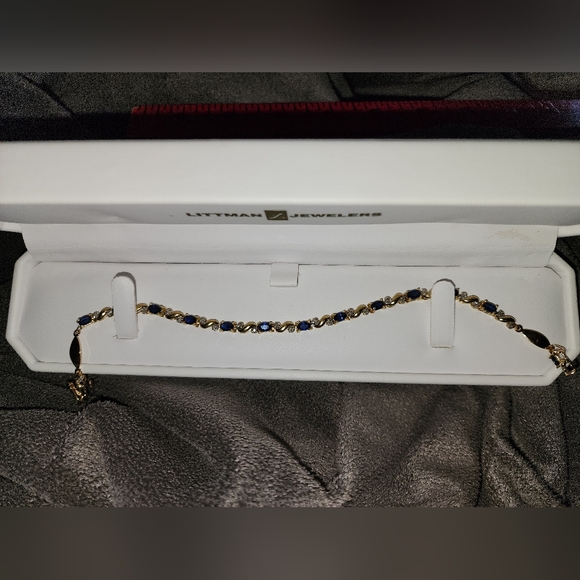 4 CWT Natural Sapphire & .20 CWT Diamond 14k Bracelet - Picture 1 of 17